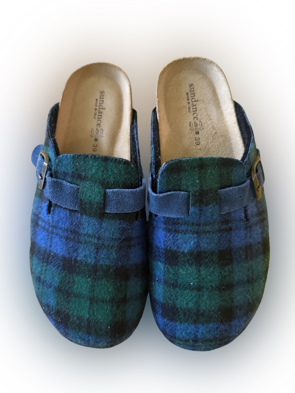 Sundance Made in Italy Blackwatch Plaid Wool Felt Clogs EU 39 / US Women’s 8.5